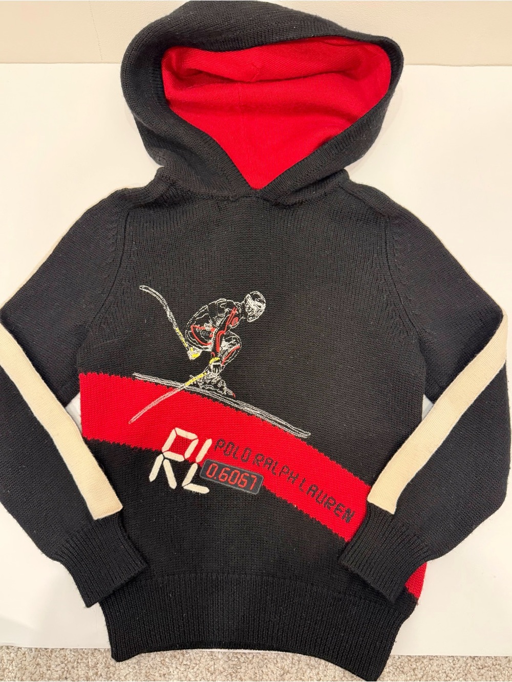🔥Vintage 90s RALPH LAUREN 🔥 1992 100% Wool Ski Knit Hoodie 5T